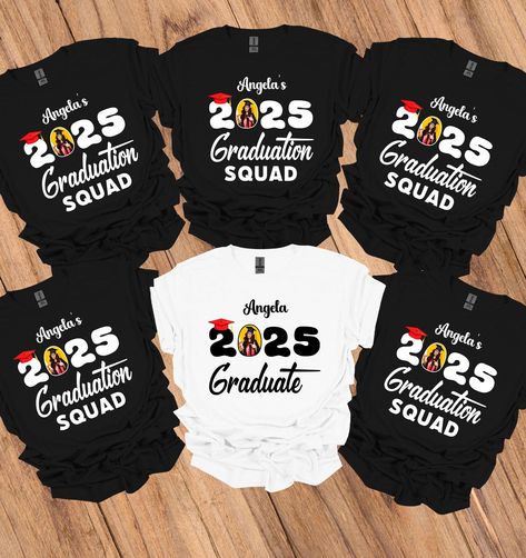 Custom 2025 Graduation Squad Shirt, Graduate Tee Shirt, Class of 2025 T-Shirt, Graduation Crew Shirt, Matching Family Graduation T Shirts How To Order?  1-) Please, check and review all photos, 2-) Choose your Size and Color, 3-) Click add to cart. You can go back to add more product 4-) Click "Proceed to check out" 5-) When you check out, you can add a note to seller for any request Unisex Adult T-Shirt * Unisex t shirt fits like a well-loved favorite, featuring a crew neck, short sleeves and designed with superior airlume combed and ring-spun cotton that acts as the best blank canvas for printing. * Features: Side-seamed. Retail fit. Unisex sizing. Shoulder taping. Woman V-Neck *4.5 oz./yd² (US) 7.5 oz./L yd (CA),100% ring-spun cotton *Sport Grey is 90/10 cotton/polyester *Dark Heather & 2025 Graduation, T Shirt Fits, Class Of 2025, Squad Shirt, Shirt Fits, Crew Shirt, Blank Canvas, Tshirt Colors, Shoulder Taping