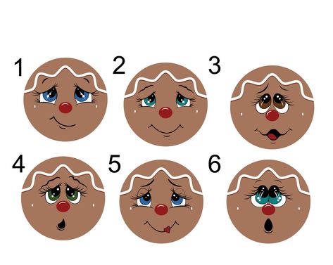 Gingerbread Faces Template, Gingerbread Faces Painting, Snowman Faces Template, Royal Icing Gingerbread House, Gingerbread Faces, Printable Snowman Faces, Crafting Hacks, Gingerbread Wreath, Handpainted Christmas Ornaments