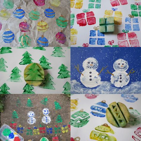 10+Christmas potato print ideas – Childsplayabc ~ Nature is our playground Potato Prints, Potato Printing, Christmas Potatoes, Sweet Wrappers, Christmas Nature, Poppy Craft, Reindeer Noses, Potato Print, Remembrance Day Poppy