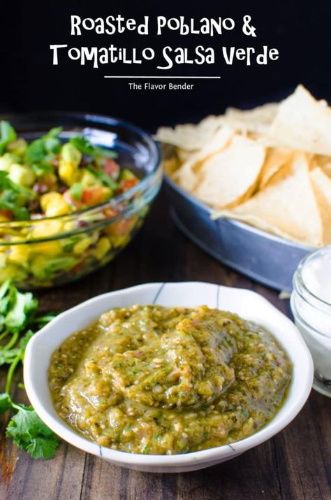 Poblano Recipes, Pork Carnitas Tacos, Roasted Tomatillo Salsa, Southwestern Recipes, Salsa Verde Recipe, Roasted Tomatillo, Roasted Poblano, Tomatillo Salsa, Green Enchilada Sauce