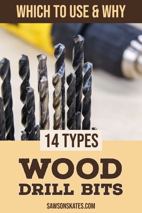 Wondering which bit you need for your wood projects? Let me help! I'll guide you through 14 types of drill bits and their uses, so choose the right one for your needs! How To Drill A Screw Into Wood, How To Use A Drill For Beginners, Square Drill Bit, Square Hole Drill Bit, Types Of Drill Bits, Woodworking Drill Bits, Press Table, Drill Bit Sizes, Wood Drill Bits