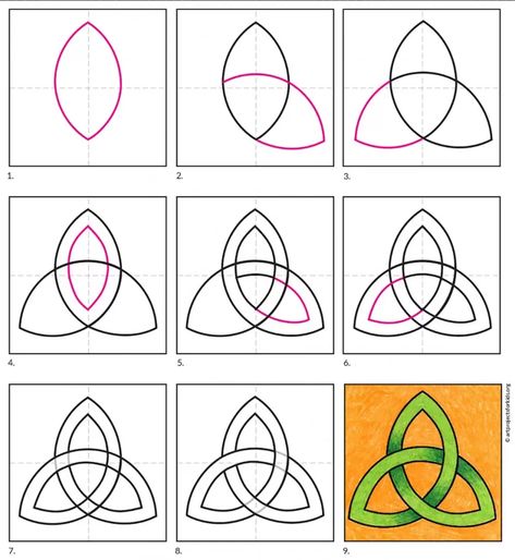 How to Draw a Celtic Knot · Art Projects for Kids Celtic Drawings Tutorials, Celtic Painting Ideas, Celtic Knot Painting, Celtic Art Irish Painting, Celtic Knots Drawings, Celtic Knot Border Design, Celtic Knot Patterns, Celtic Cross Drawing, Celtic Designs Pattern