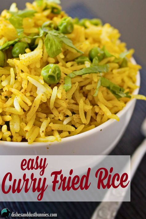 Easy Curry Fried Rice - Dishes & Dust Bunnies Curry Rice Recipes, Curry Fried Rice, Rice Curry, Curry Easy, Rice Side Dish Recipes, Dust Bunnies, Easy Curry, Rice Side Dishes, Curry Rice