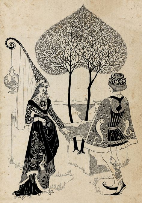 Fairy-tale illustrations by Sveta Dorosheva, Israel Sveta Dorosheva, Ethnic Clothes, Fairy Tale Illustration, Fairytale Illustration, Amazing Drawings, Fairytale Art, Foto Art, Black And White Illustration, Art And Illustration