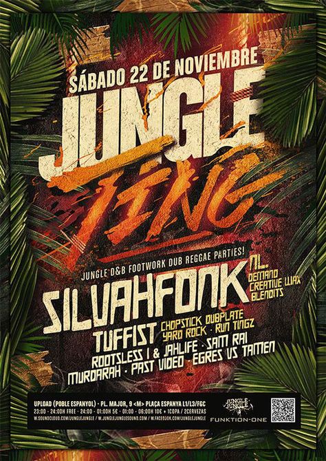 Jungle Ting on Behance Jungle Party Flyer, Jungle Design Graphic, Jungle Poster Design, Jungle Flyer, Jungle Graphic Design, Jungle Poster, Flyers Ideas, Promo Flyer, Tropical Poster