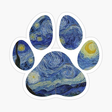 Vincent Van Gogh Stickers Printable, Van Gogh Stickers, Van Gogh The Starry Night, Van Gogh Drawings, Paw Sticker, Gogh The Starry Night, Phone Case Diy Paint, Sticker Design Inspiration, Instagram Cartoon