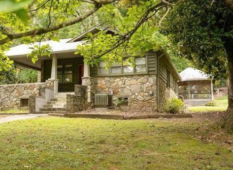 Glass Pane Door, Log Cabins For Sale, Wood Plank Walls, Nc Mountains, Side Porch, Old Houses For Sale, Plank Walls, Deal Of The Day, Stone Cottage