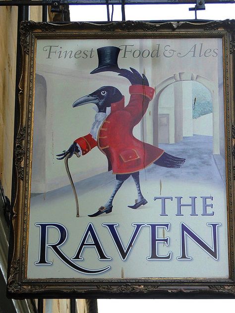 Pub sign, Bath by lurcherlad Tavern Names, England Illustration, Pub Names, Storefront Signs, Bath Uk, British Pub, Bath England, Black Birds, Crow Art