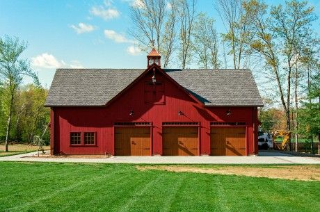 38' x 56' Hybrid Post & Beam 2-Story Carriage Barn Garage, Ellington, CT: The Barn Yard & Great Country Garages Post And Beam Garage, Boat Garage, Timber Frame Barn, Barn Shop, Car Barn, Pole Barn House Plans, Barn Garage, Garage House Plans, Barn Plans