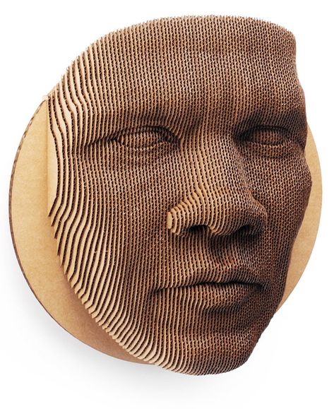 Topographical cardboard sculpture. Available through "Uncommon Goods". It ships flat and you assemble it yourself. Strašidelný Halloween, Cardboard Mask, Cardboard Sculpture, Wall Mask, Relief Sculpture, Cardboard Art, 3d Laser, Cardboard Crafts, Sculpture Installation