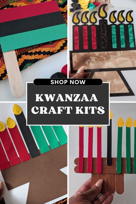 Diy Kwanzaa Decorations, Kwanzaa Kinara, Kwanzaa Crafts, Shapes Craft, Senior Living Activities, Global Studies, Pan African Flag, Kwanzaa Gifts, African Flag