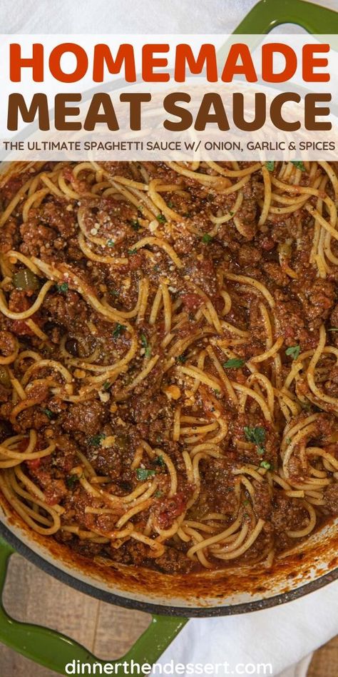 Spaghetti Meat Sauce Ground Beef Italian Sausages, Spaghetti Sauce With Italian Sausage And Ground Beef, Spaghetti Sauce With Mushrooms And Peppers, Spaghetti Meat Sauce Raos, Brown Spaghetti Sauce, Homemade Spaghetti Recipes, Ground Beef Spaghetti Recipes, Meat Sauce Spaghetti, Hamburger Dinners