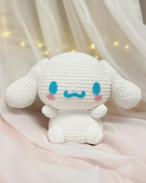 🤍 #cinnamoroll #sanrio #sanriocore #sanrioaesthetic #crochet #crocheting #amigurumi #handmade Crochet Sanrio Characters, Cinnamoroll Crochet Pattern Free, Cinnamoroll Crochet Pattern, Cinnamon Roll Crochet, Sanrio Crochet Free Pattern, Crochet Cinnamoroll, Sanrio Crochet, Crocheting Amigurumi, Cinnamoroll Hello Kitty