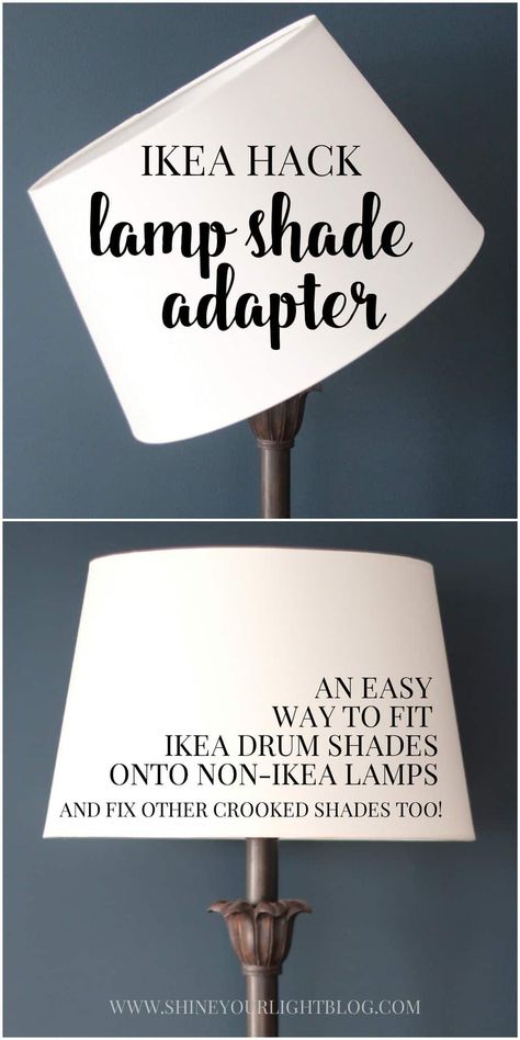 How To Fit Ikea Shades Onto Non-Ikea Lamps (And Fix Other Crooked Shades!) Ikea Lamp Shade, Ikea Lamps, Diy Lamp Makeover, Ikea Lamp, Lampshade Makeover, Lamp Makeover, Diy Lampe, Diy Shades, Floor Lamp Shades