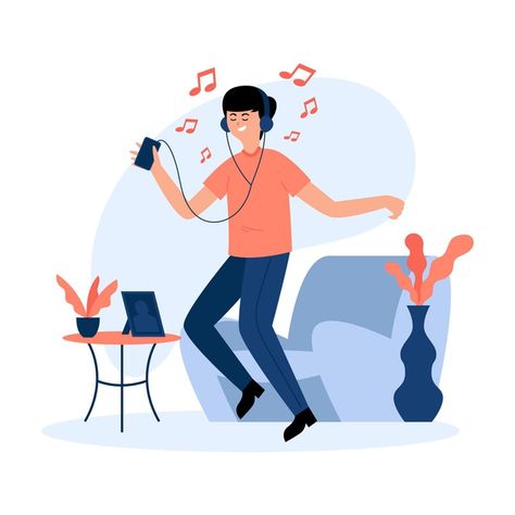 Man dancing and listening to music Free ... | Free Vector #Freepik #freevector #music Music Animation, Man Dancing, Music For Studying, Minions Wallpaper, Music Flyer, Music Festival Poster, Happy Song, Music Genre, What Is Self