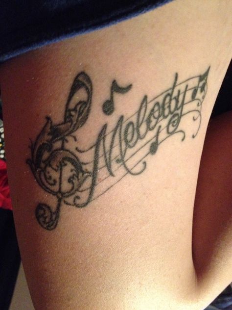 Melody tattoo Melody Tattoo Name, Melody Name Tattoo, Melody Tattoo Ideas, Melody Name, Melody Tattoo, Wrist Bracelet Tattoo, Baby Tattoo, Tribute Tattoos, Mary Tattoo