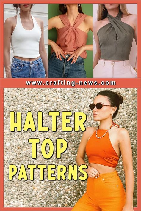 21 Halter Top Patterns 70s Halter Top Pattern, Diy Halter Top Pattern, Halter Top Sewing Pattern Free, Vintage Halter Top Pattern, Halter Top Pattern Free, Halter Crop Top Sewing Pattern, Halter Neck Top Pattern, Halter Top Sewing Pattern, Diy Halter Top