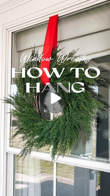 Jen Daddario on Instagram: "Most asked question last week - how I hang my wreaths?! It’s very easy. Comment WINDOW WREATHS for a link to real-touch outdoor window wreaths + the exact ribbon I use to hang them. No other supplies needed! 🌲❤️🎅🏼  NOTE: this method of hanging only works with double hung windows.   #christmaswreath #wreathdecor #holidaywreath #holidaywreath #christmaswreaths #windowwreaths #outdoorwreath" How To Hang A Wreath On A Door, How To Hang Wreaths On Windows Outdoor, Hang Wreath On Window, Christmas Wreath On Windows, Hanging Wreaths On Windows With Ribbon, Wreaths For Windows Outside, Window Wreaths Christmas Outdoor, Wreath Hanging From Ribbon, Christmas Wreaths Outside