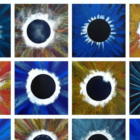 Katie Allain 🎨 on Instagram: "Incredible Solar Eclipse Art! See my recent reels for more on the process!! Comment “Eclipse” for a link to the tutorial. ✨" Solar Eclipse Drawing Art, Solar Eclipse Art, Eclipse Art, Eclipses Art, 2024 Vision, Solar Eclipse, Art Show, The Process, Aesthetic Art