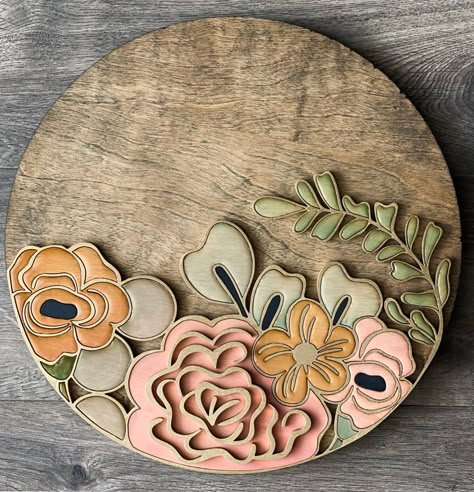 Round Signs, Laser Cut Wood Crafts, Floral Svg, Laser Engraved Ideas, Laser Art, Cnc Projects, Laser Machine, Laser Cut Files, Laser Cut Wood