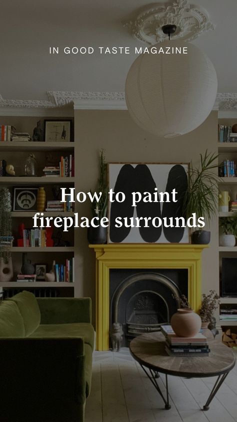 How To Paint Fireplace, Painted Fire Surround, Modern Feature Wall, Wooden Fireplace Surround, Painted Radiator, Moody Living Room, Wooden Fireplace, Paint Fireplace, Fire Surround