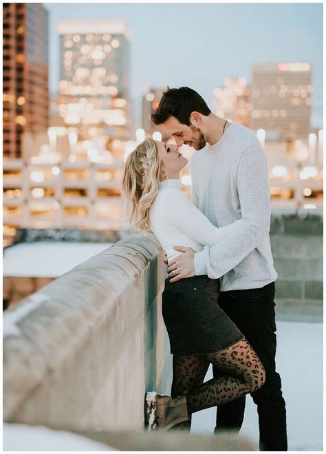 Nighttime City Engagement: SLC Utah Engagement Photographer. Fun,   rooftop and nighttime city engagement photography in downtown Salt Lake   City. #utahengagementphotographer #utahengagementphotography   #downtownslc #rooftopengagements #citylightsphotography   #downtownengagementphoto #engagementphoto #urbanengagementphoto Rooftop Photoshoot Couple Outfit, Downtown Rooftop Engagement Photos, City Theme Engagement Photos, Nighttime City Engagement Photos, Downtown Salt Lake City Photoshoot, Downtown Rooftop Photoshoot, Engagement Photos Urban Setting, Roof Top Engagement Photos, Engagement City Photoshoot