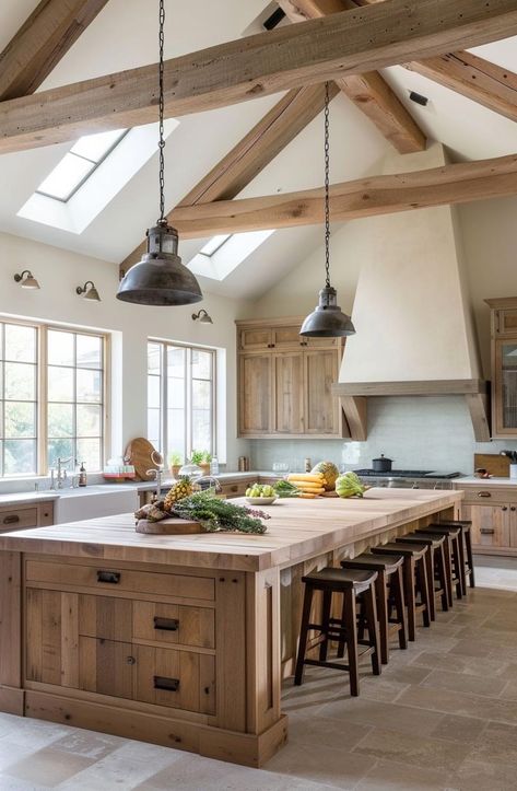 Charm Aesthetic, White Oak Kitchen, Aesthetic House, Farmhouse Interior Design, Rustic Modern Kitchen, Cabin Kitchens, Farmhouse Kitchen Design, Kitchen Inspiration Design, Modern Farmhouse Kitchens