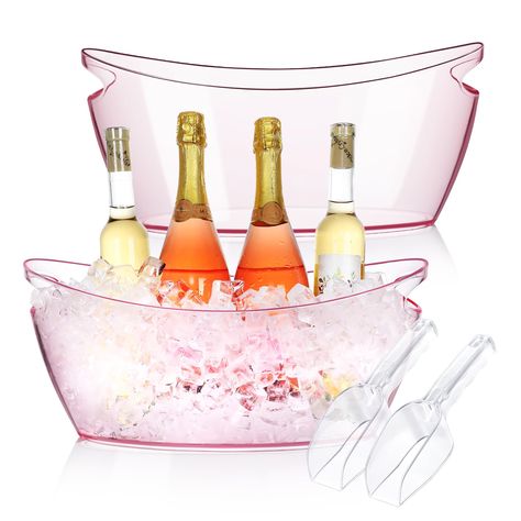 PRICES MAY VARY. Large Capacity: The package includes two 5.5L ice buckets and two ice bucket scoops. They were the perfect size which can chill 3 to 4 bottles in each bucket, depending on how big the bottles are. It is deep and wide enough to hold the required drinks, plus the required ice to keep it cool at the optimal drinking temperature. Sturdy Acrylic Wine Bucket: The champagne bucket is made of sturdy high-quality acrylic. It will not leak or rust like a metal bucket, and can be used as a Vueve Champagne Party Decor, Gatherings Aesthetic, Drink Bar For Party, Champagne Party Decorations, Brunch Setup Ideas, Adult Party Bags, Backyard Movie Night Party, 12th Birthday Party Ideas, Cocktail Table Decor