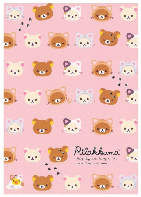 Rilakkuma Printable, Rilakkuma Cat, San-x Wallpaper, Rilakuma Wallpapers, Rilakkuma Wallpaper, Kawaii Background, Whatsapp Wallpaper, Sanrio Wallpaper, Diy Notebook