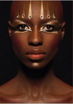 african makeup - Google Search Extreme Make-up, The Blacker The Berry, African Makeup, Egyptian Makeup, Avant Garde Makeup, Male Makeup, Gold Makeup, Makeup Photography, Fantasy Makeup