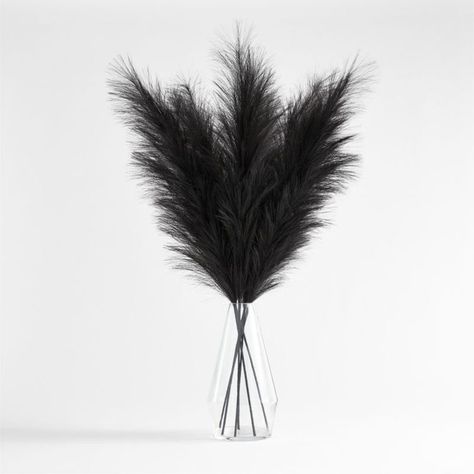 Baddie House Decor, Black Feather Decor, Dramatic Plant, Black Home Aesthetic, Black Pampas, Grey Wedding Decor, Botanical Arrangements, Grass Centerpiece, Indoor Palm Trees