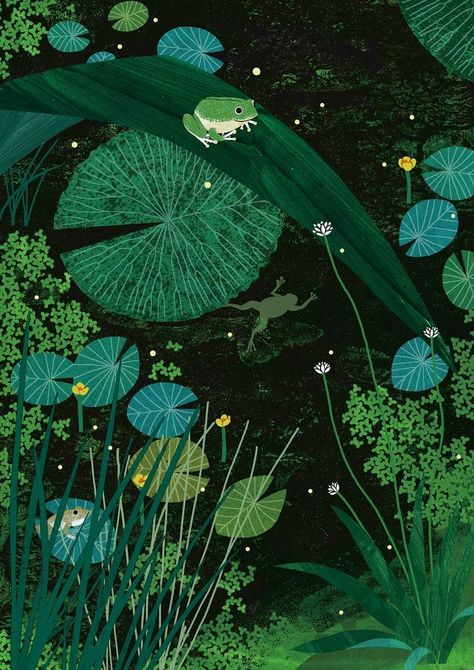 A Frog, Water Lilies, Art And Illustration, Lily Pads, Illustration Inspiration, Artsy Fartsy, Frogs, Art Illustration, Art Inspo