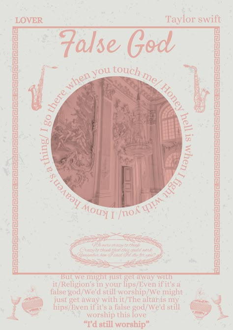 False God Poster, False God Wallpaper, False God Taylor, Taylor Swift Poster Art, Taylor Swift Song Poster, Concert Scrapbook, False God, Lover Taylor Swift, App Aesthetic