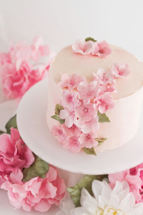 Cherry Blossom Cake — Rose Vanilla Pink Floral Cake, Floral Cake Design, Bolo Vintage, Cherry Blossom Cake, Blossom Cake, The Best Cakes, Cake Png, Fondant Flower Cake, Cakes Design