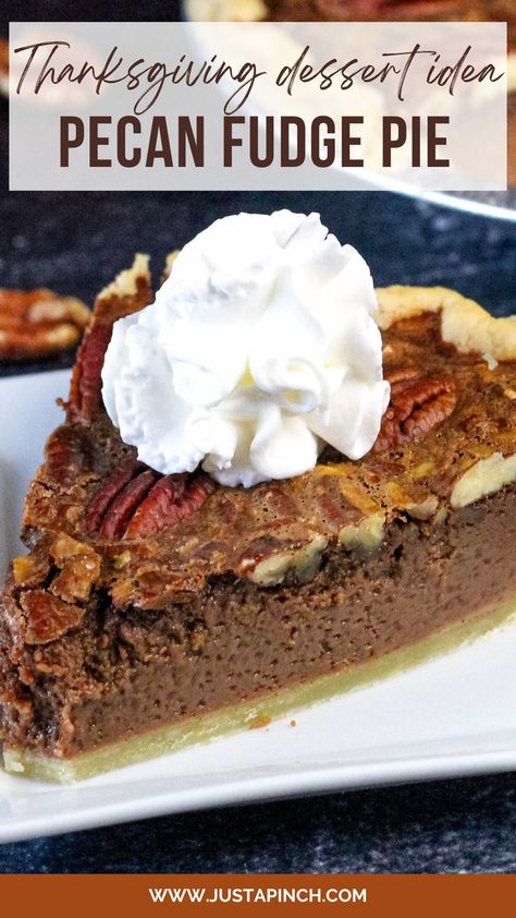 Pecan Fudge Pie Fudgy Pecan Pie, Pecan Pie With Sweetened Condensed Milk, Condensed Milk Pecan Pie, Pecan Fudge Pie, Pecan Pie Fudge Recipe, Fudge Pecan Pie, Island Pecan Pie, Pecan Fudge, Holiday Dessert Table