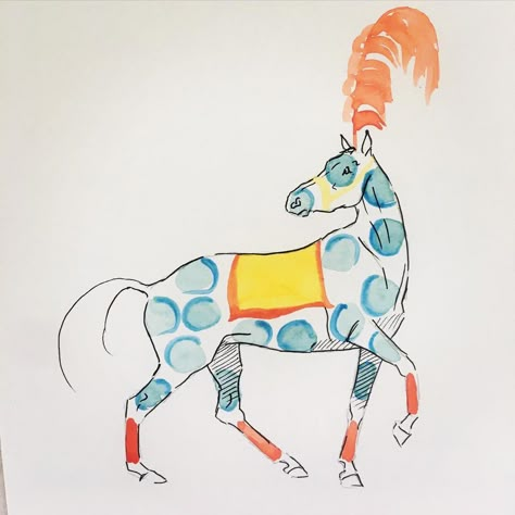 Madeleine de St.Pierre Bunbury on Instagram: “Blue Spotty circus horse. #horse #horses #equine #equestrian #horseart #horsepainting #horsedesign #horseprint #horselover #horsedrawing” Circus Horse Illustration, Greece Pattern, Circus Horse, Horse Illustration, Horse Horse, Horse Drawing, St Pierre, Equine Art, Horse Print