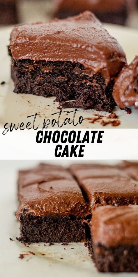 This deliciously rich classic chocolate sweet potato cake is gluten free AND dairy free. This easy recipe is perfect for birthdays, fall entertaining, and holiday gatherings. So moist! Paleo Chocolate Dessert, Chocolate Potato Cake, Chocolate Sweet Potato, Sweet Potato Chocolate, Cubed Sweet Potatoes, Sweet Potato Cake, Peanut Butter Frosting, Rich Chocolate Cake, Fall Entertaining