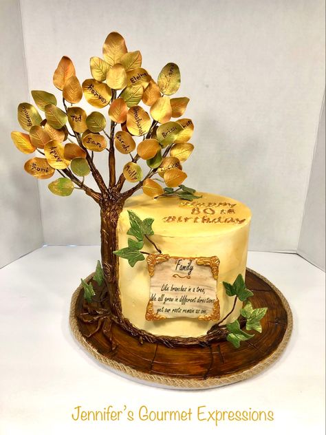 Family Tree Cake Ideas, Family Reunion Cake Ideas, Tree Cake Ideas, 80th Birthday Cake For Men, Tree Cake Design, Family Reunion Cakes, Family Tree Cakes, Cake Autumn, Modern Birthday Cakes