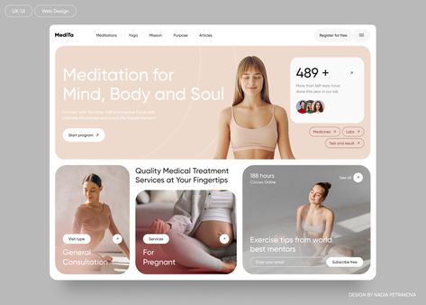 Yoga Studio Website, Yoga Web, Webpage Design Layout, Cosmetic Web, Habbo Hotel, Ux Kits, Ui Design Dashboard, Meditation Studio, Ui Ux Designer