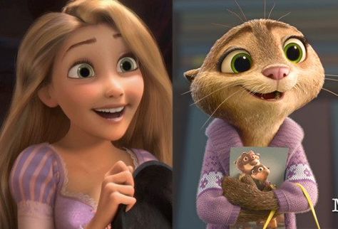 Rapunzel and the Otter Lady from Zootopia! Funny Disney Pictures, Disney Easter Eggs, Disney Mignon, Disney Secrets, Disney Theory, Animation Disney, Disney Easter, Disney Zootopia, Film Disney