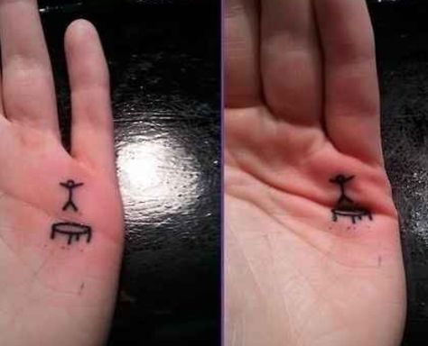 Small trampoline jumping tattoo Mobile Tattoo, Small Trampoline, Face Palm, Cheesy Puns, Petit Tattoo, Bored Board, Artistic Ideas, Clever Tattoos, Tattoo Henna