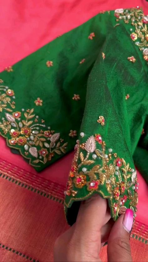 Magam Work Designs, Green Blouse Designs, Pink Blouse Designs, Mirror Work Blouse Design, Latest Bridal Blouse Designs, Best Blouse Designs, Latest Blouse Designs Pattern, Traditional Blouse Designs, New Saree Blouse Designs