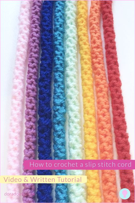 Crochet Cord Pattern Free, Crochet An Icord, I Cord Necklace, Crochet Cord Bracelet Free Pattern, Crochet Tie Backs, How To Crochet An Icord, Crochet I Cord Tutorial Free Pattern, Crochet Rope Cords Free Pattern, Crochet Rope Pattern