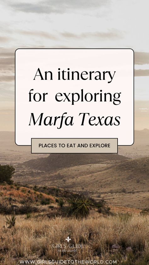 Experience the captivating allure of Marfa, Texas! This itinerary will take you through quirky art installations, trendy boutiques, and the desert landscapes that make up this unique destination. Get ready to uncover the enchanting mystique of Marfa like a true explorer. #Marfa #GirlsGuideToTheWorld #MarfaMystique #TexasTravel #ExploreMarfa #Wanderlust #TravelGoals Marfa Lights Texas, Marfa Lights, Marfa Texas, Texas Places, Texas Towns, Quirky Art, Big Bend, Spa Services, Texas Travel