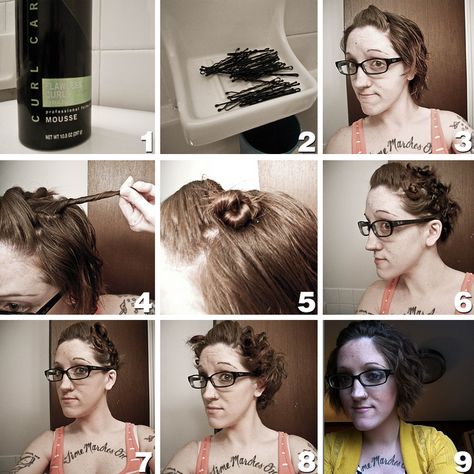 Trying it tonight. i have the same problem with length so all the other methods dont work on my hair... The Faux Housewife: No-heat curls for short hair. Overnight Waves Short Hair, Over Night Curls, Night Curls, No Heat Curl, Curls Short Hair, Curls For Short Hair, Heat Curls, Overnight Waves, Embrace Messy Hair