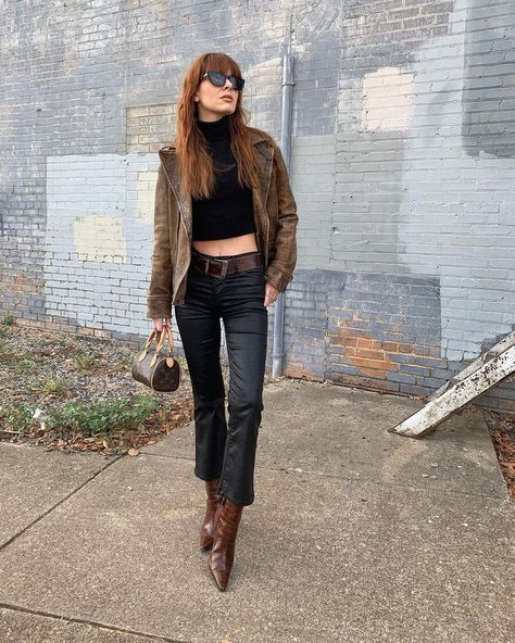 Jane Aldridge, The Curated Closet, Moto Girl, Cropped Flares, Leather Jacket, Photo And Video, Instagram Photo, Boots, Leather