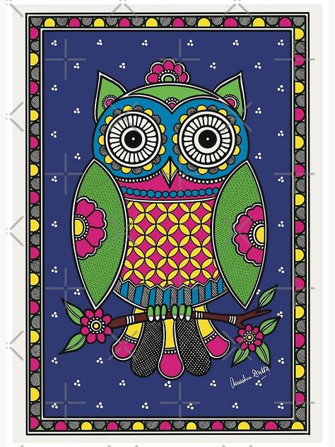 "Owl, Madhubani Painting, Indian Folk Art" Art Board Print for Sale by FolkTrends-byAD | Redbubble Madhubani Painting Owl, Madhubani Folk Art, Madhubani Owl, Madhubani Art Design, Indian Folk Art Painting, Traceable Drawings, Madhubani Print, Mithila Art, Phad Painting