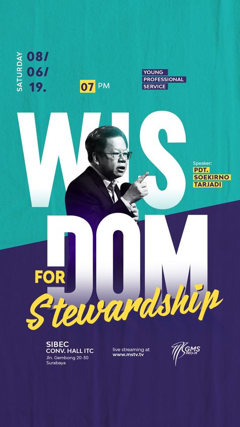 Poster & instastory design for Professional Young Services . Title "Wisdom For Stewardship" Education Poster Design, Poster Design Layout, Desain Editorial, Church Poster Design, 광고 디자인, Graphic Design Flyer, Flyer Design Inspiration, Event Poster Design, Church Graphic Design