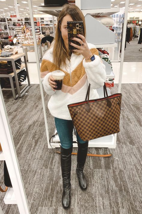 goodnight macaroon chevron pullover with lv neverfull Lv Neverfull Outfit, Neverfull Outfit, Louis Vuitton Neverfull Pm, Fleece Outfit, Sam Edelman Boots, Lv Neverfull, Busy Busy, Stuart Weitzman Boots, Top Fashion Bloggers