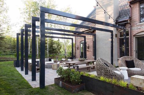 Black Pergola, Garden Pergolas, Free Standing Pergola, Vinyl Pergola, White Pergola, Arbor Ideas, Garden Pergola, Pergola Lighting, Modern Pergola